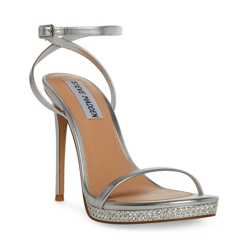 Silver Steve Madden Ari Women's Heels Sandals | PH 4803BSH